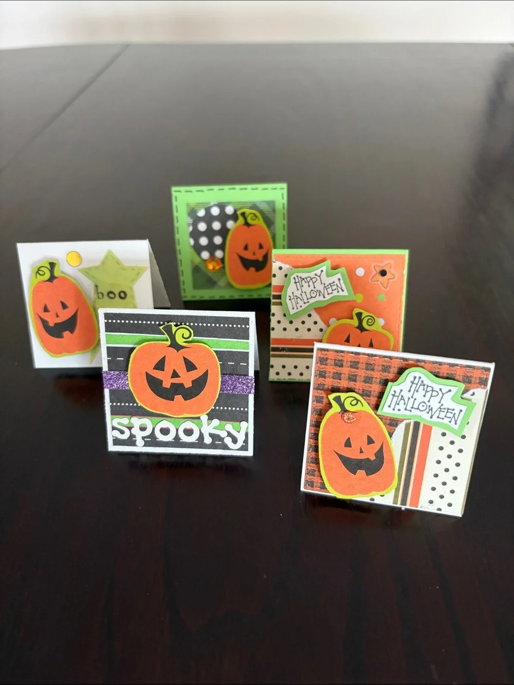 New Handmade Halloween Mini Foldable Surprise Cards - Set of 30, Colorful 2 x 2